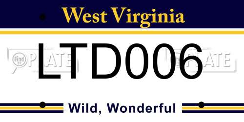 LTD006 West Virginia License Plate