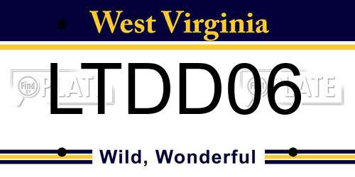 LTDD06 West Virginia License Plate