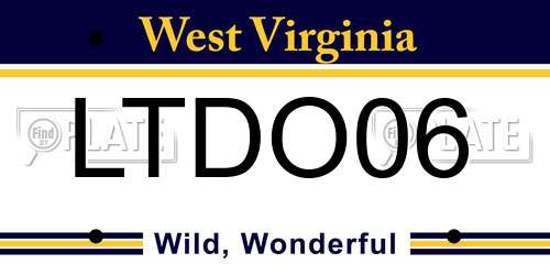 LTDO06 West Virginia License Plate