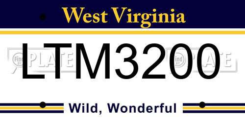 LTM3200 West Virginia License Plate