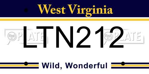 LTN212 West Virginia License Plate
