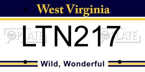 LTN217 West Virginia License Plate