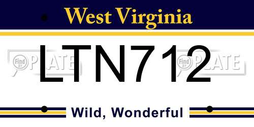 LTN712 West Virginia License Plate