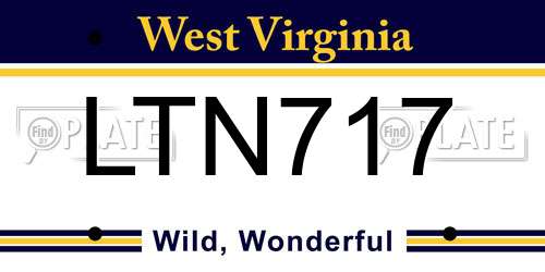 LTN717 West Virginia License Plate