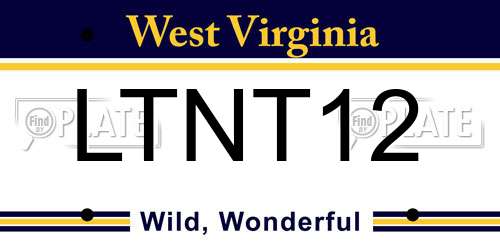 LTNT12 West Virginia License Plate