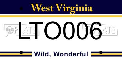 LTO006 West Virginia License Plate