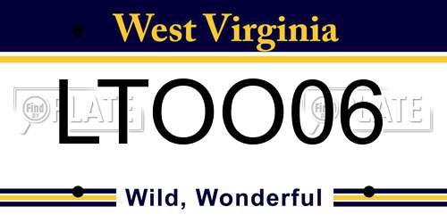 LTOO06 West Virginia License Plate