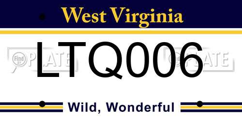 LTQ006 West Virginia License Plate