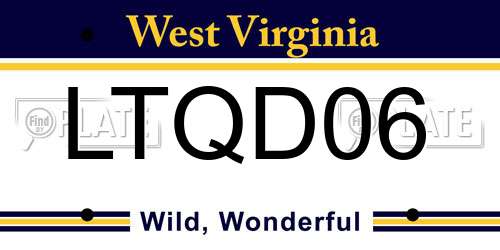 LTQD06 West Virginia License Plate