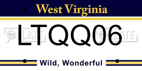 LTQQ06 West Virginia License Plate
