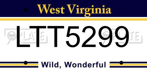 LTT5299 West Virginia License Plate