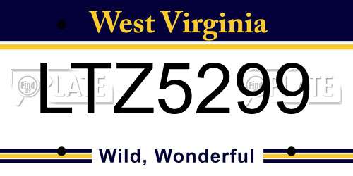 LTZ5299 West Virginia License Plate