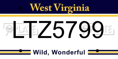 LTZ5799 West Virginia License Plate