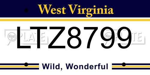 LTZ8799 West Virginia License Plate