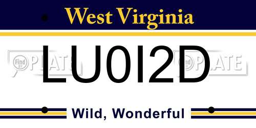 LU0I2D West Virginia License Plate