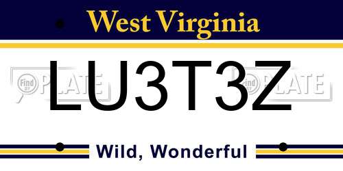 LU3T3Z West Virginia License Plate