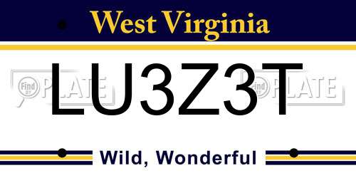 LU3Z3T West Virginia License Plate