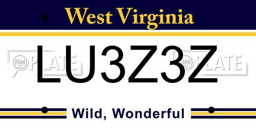 LU3Z3Z West Virginia License Plate
