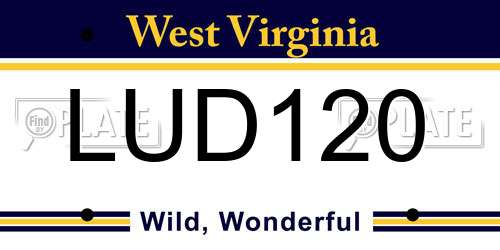 LUD120 West Virginia License Plate