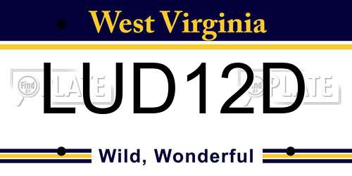 LUD12D West Virginia License Plate