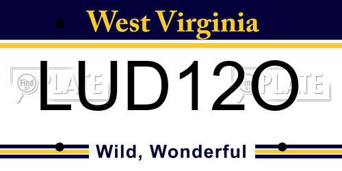 LUD12O West Virginia License Plate