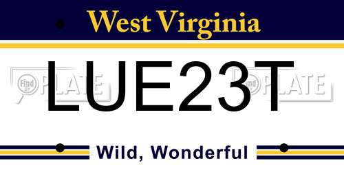 LUE23T West Virginia License Plate