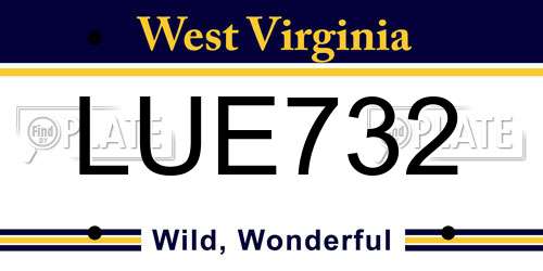 LUE732 West Virginia License Plate