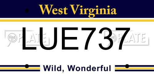 LUE737 West Virginia License Plate