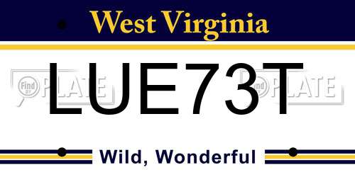 LUE73T West Virginia License Plate