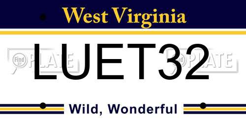 LUET32 West Virginia License Plate