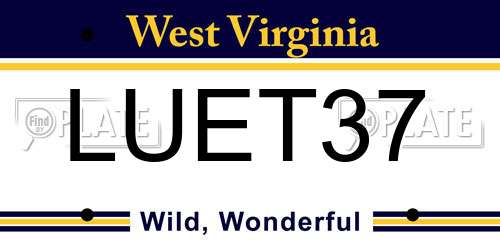 LUET37 West Virginia License Plate
