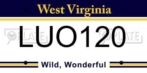 LUO120 West Virginia License Plate