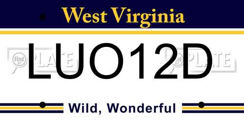 LUO12D West Virginia License Plate