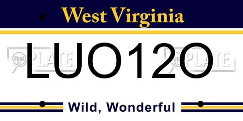 LUO12O West Virginia License Plate