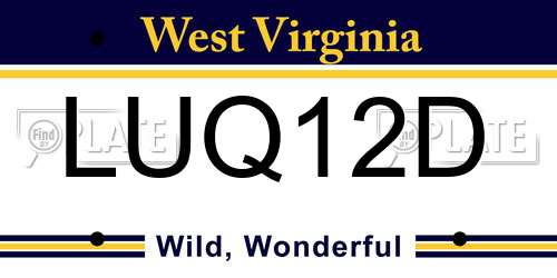 LUQ12D West Virginia License Plate