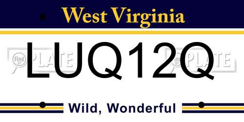 LUQ12Q West Virginia License Plate