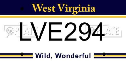 LVE294 West Virginia License Plate