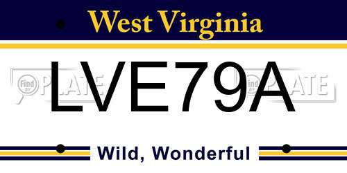 LVE79A West Virginia License Plate