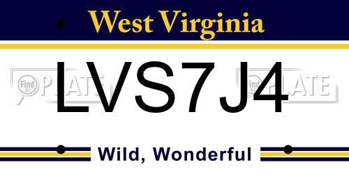 LVS7J4 West Virginia License Plate