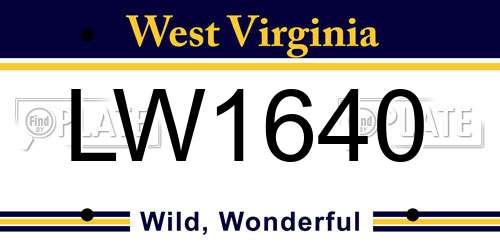 LW1640 West Virginia License Plate
