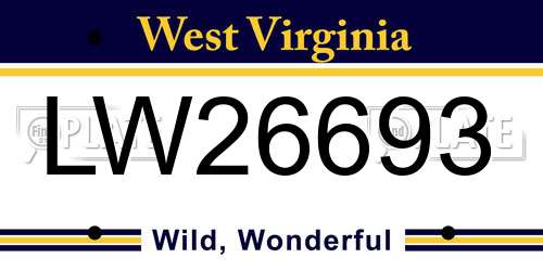 LW26693 West Virginia License Plate