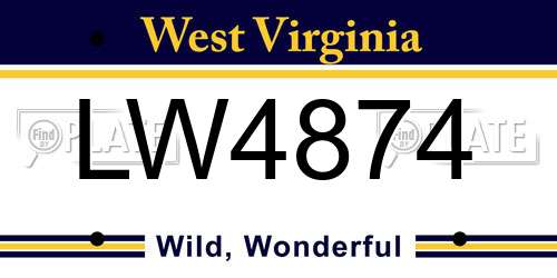 LW4874 West Virginia License Plate