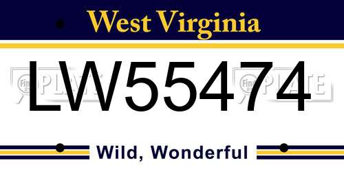 LW55474 West Virginia License Plate