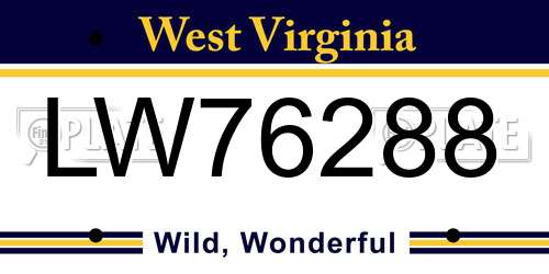 LW76288 West Virginia License Plate