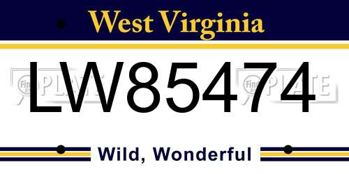 LW85474 West Virginia License Plate