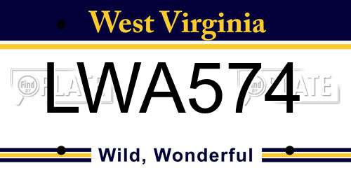 LWA574 West Virginia License Plate
