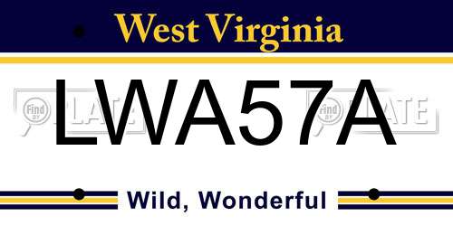 LWA57A West Virginia License Plate