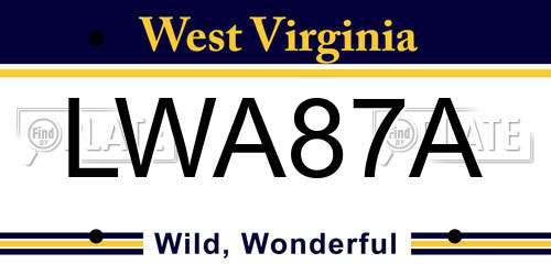 LWA87A West Virginia License Plate