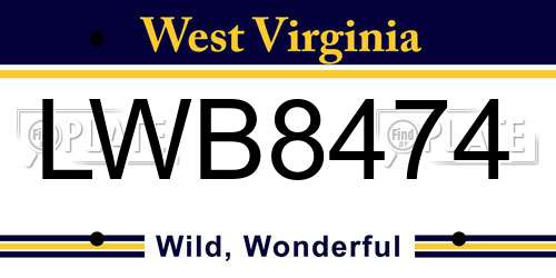 LWB8474 West Virginia License Plate