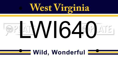 LWI640 West Virginia License Plate